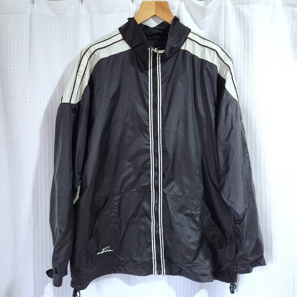 Kewl Men’s Large Black Windbreaker Jacket Mesh Lined Zip Vents Pockets Nylon